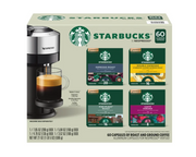 Starbucks Coffee and Espresso Capsules for Nespresso Vertuo Machines 60-count Variety Pack