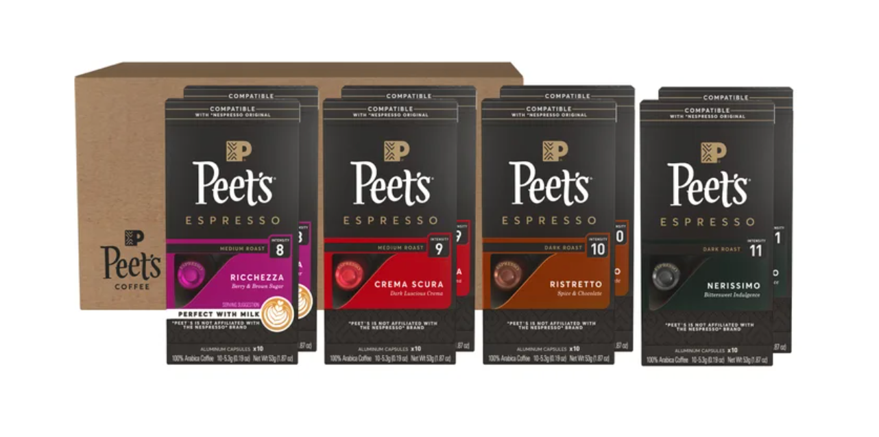 Peet's Coffee Nespresso Compatible Aluminum Capsules, 80-count