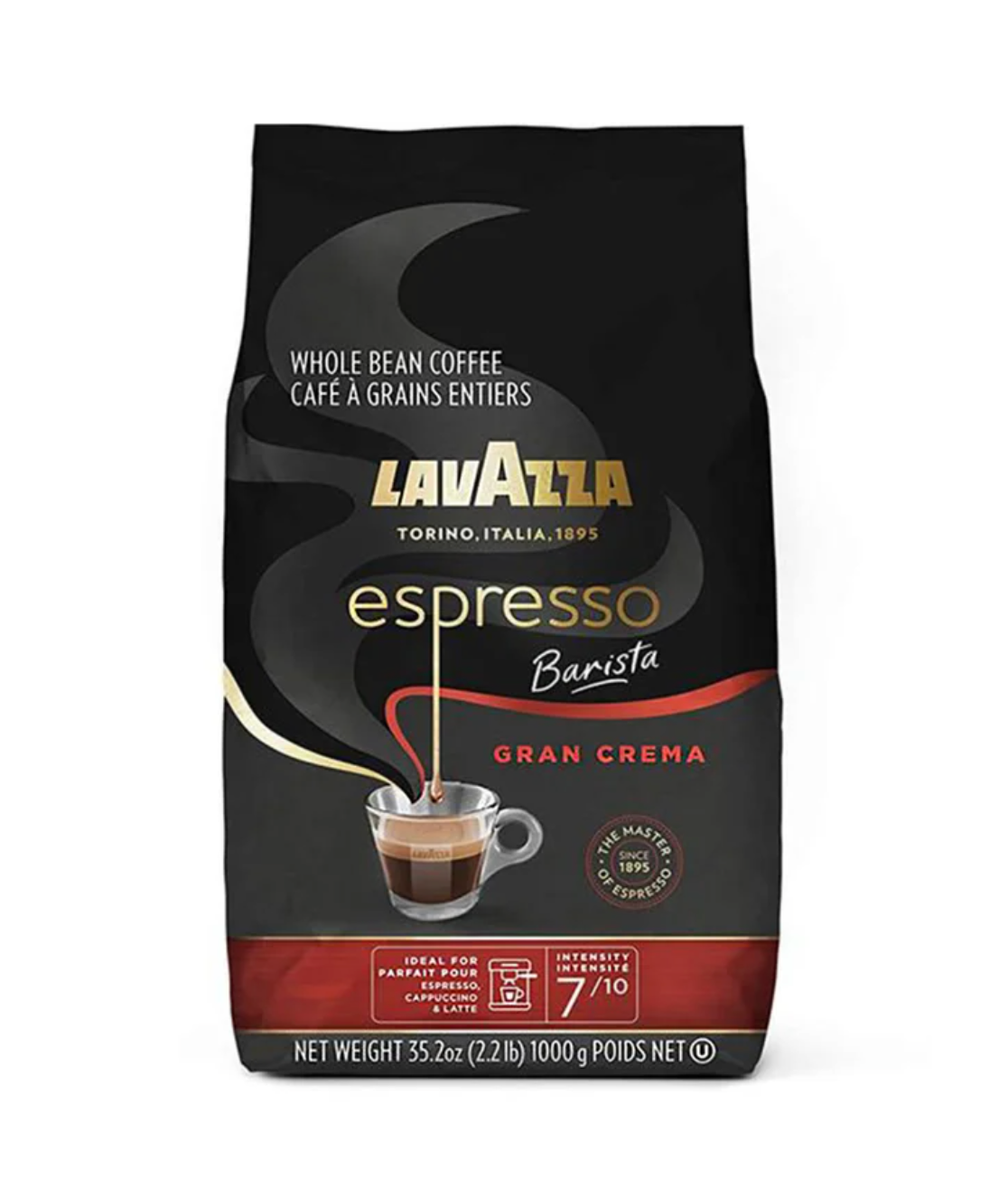 Lavazza Espresso Gran Crema Whole Bean Coffee, Medium Roast, 2.2 lbs