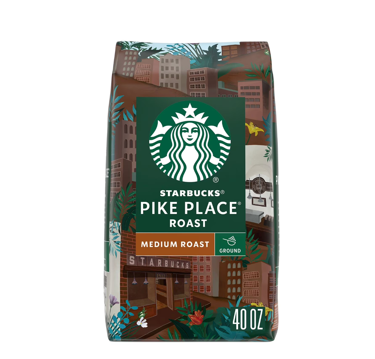 Starbucks Pike Place Medium Roast Ground Coffee, 40 oz