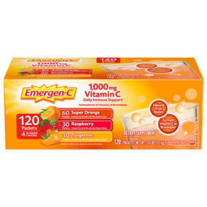 Emergen-C 1000 mg Vitamin C Daily Immune Support Fizzy Drink Mix, Variety Pack, 120 ct