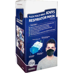 KN95 Respirator Face Mask, Black, 50 ct
