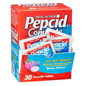 Pepcid Complete Dual Action Acid Reducer and Antacid, Chewable Tablet, Berry, Dispenser Pack, 30 ct